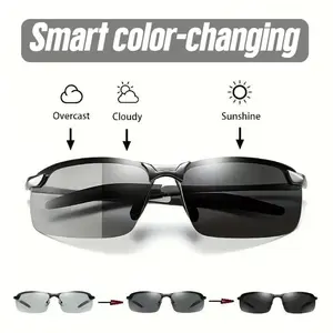 Unisex simple style square frame polarized sunglasses, stylish casual everyday sunglasses, outdoor activities fashion accessories gradient color business glasses with UV protection photochromic sport sunglass