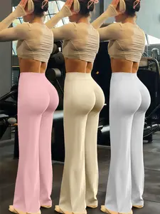 3-Piece Casual Women's Trouser Set, Stylish Women's Flared Yoga Trouser Set, Suitable for Everyday Wear, Yoga Outfit
