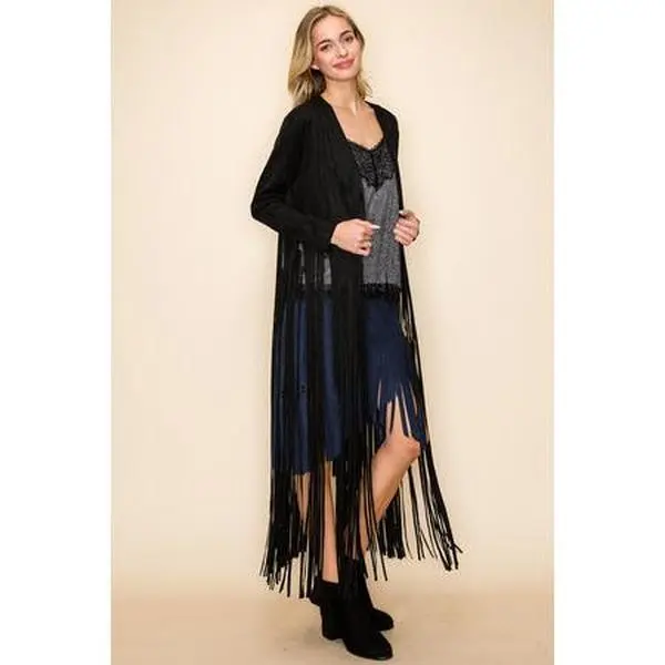 Fringed Long Suede Jacket