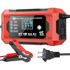 15-Amp  Charger, 12V Trickle Charger   Charger,  Automatic Lead Acid  with Temperature Compensation for   Lawn Mower Boat Marine(15A)