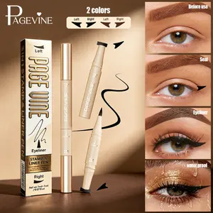 1PC PAGE VINE 3 In 1 Wing Stamp Eyeliner Pen,2 Colors Available Waterproof Quick Dry Dual End Eye Makeup,Daily Party Viral Eye Styling,WingedEyelinerHacks StampEyeliner CleanGirlMakeup,Eyeliner Stamp Liquid Eyeliner Eye Cosmetics