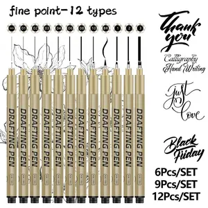Waterproof Sketching Pen, 6/9/12pcs Art Drawing Pen, Professional Drawing Pen for Students, Art Supplies for Home School Office