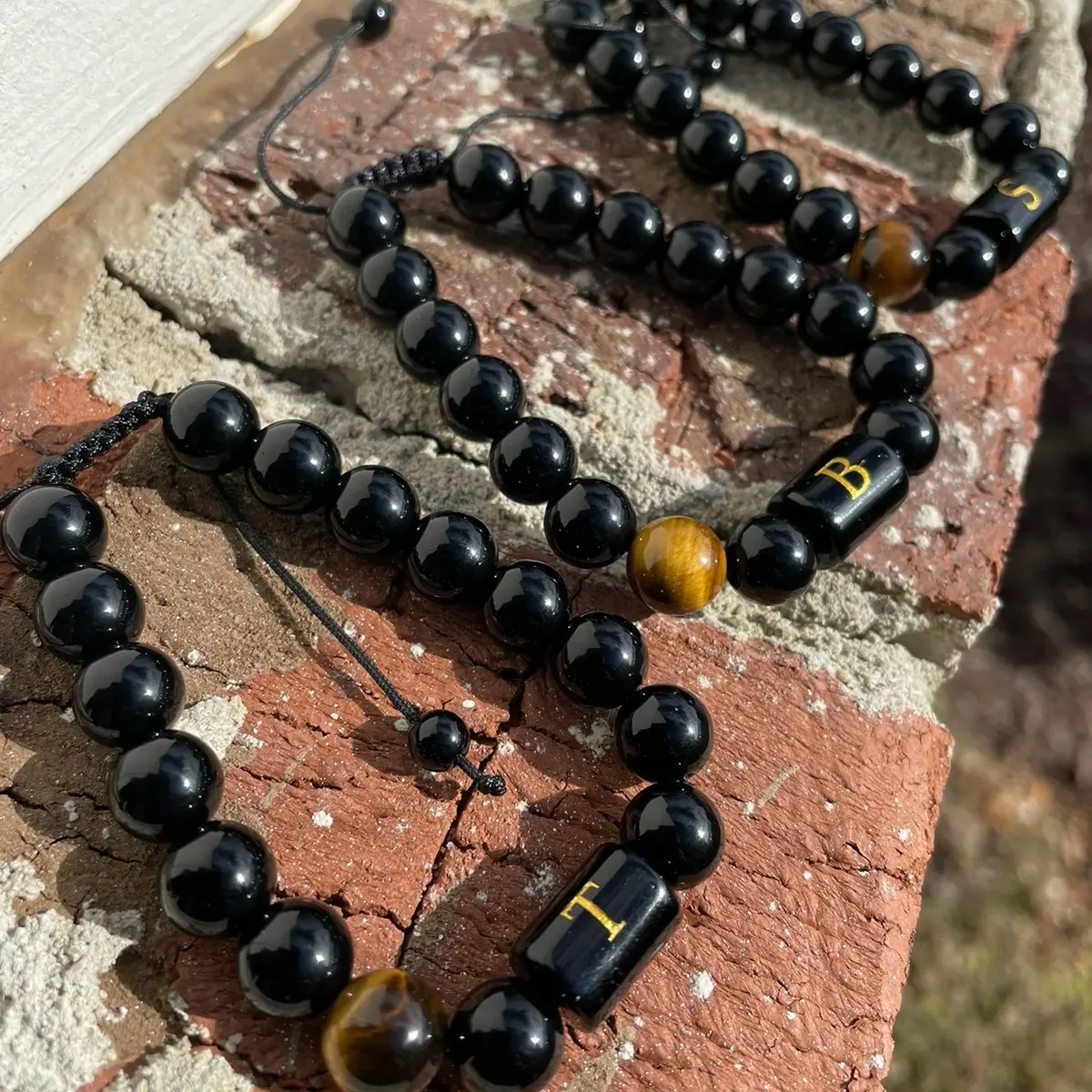 Adjustable initial beaded bracelets