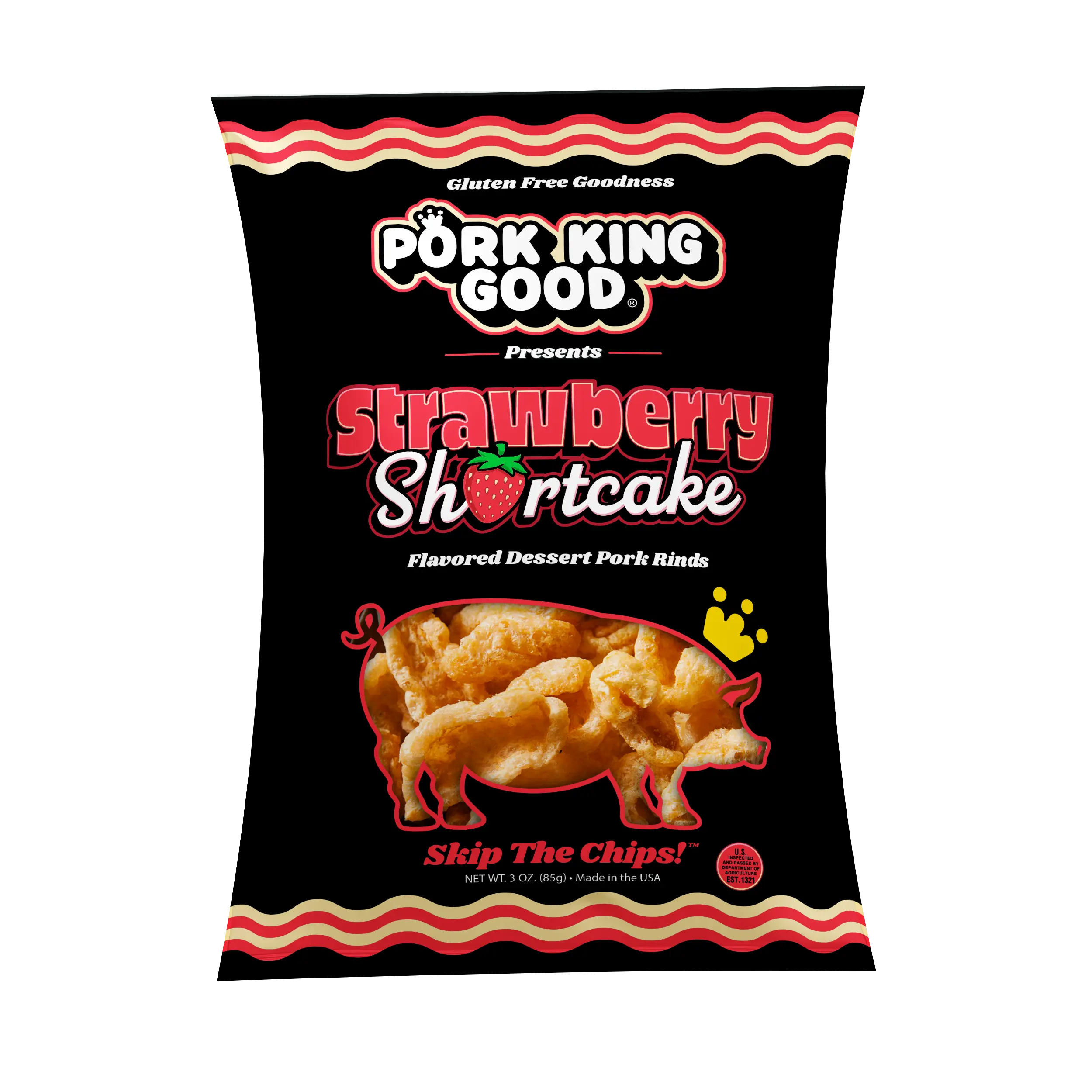 Pork King Good Strawberry Shortcake Pork Rinds - 3 oz