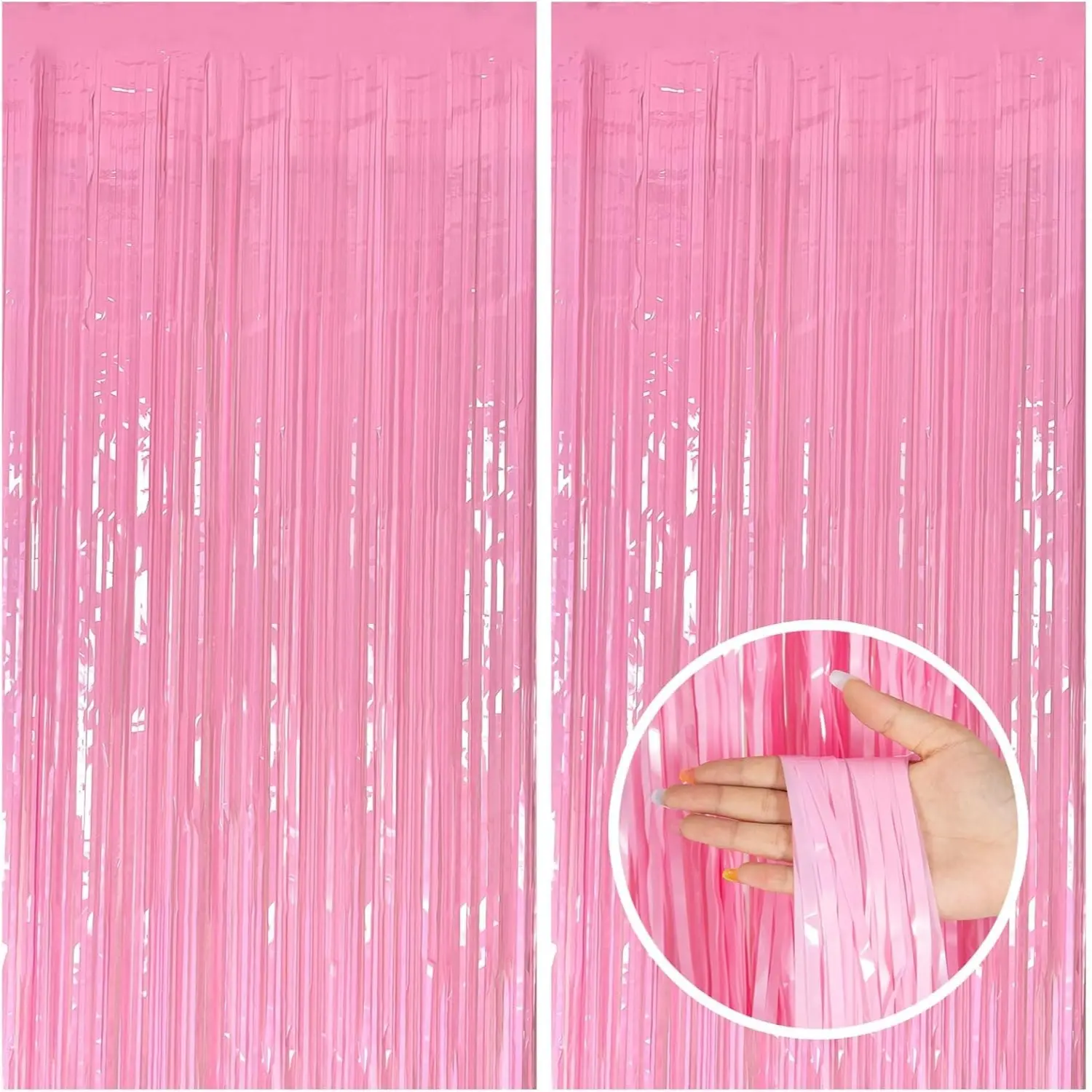 2 Pack Backdrop Party Decorations Pink Tinsel Curtain Party Backdrop Foil Fringe Birthday Decorations Photo Booth Streamer Backdrop Pink Theme Bachelorette Graduation Party Decorations Photoshoot Backdrops