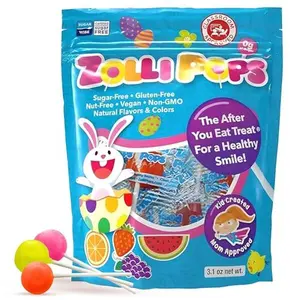 Zollipops Easter Bunny Clean Teeth Pops Sugar Free Candy with Xylitol, Dye-Free Lollipops - Keto & Diabetic-Friendly, Dentist-Approved Treats for Kids (Natural Fruit Flavors, 3.1 oz)