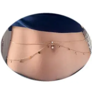 Body Chains Belly Chains Pendant Double Layer Gold Waist Chains Necklaces Body Chains Jewelry for Women