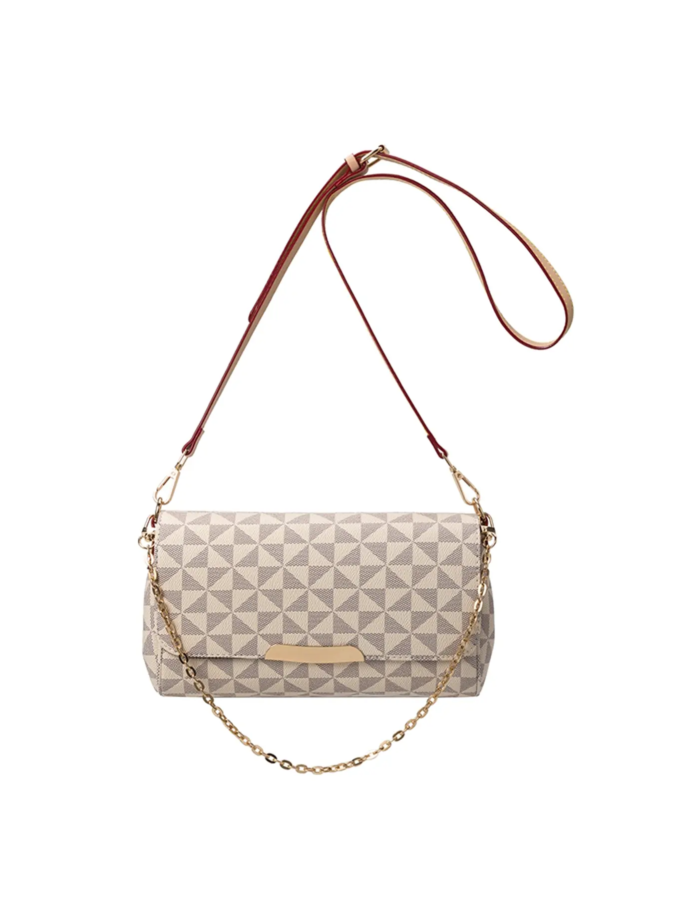 Women's Fashion Printed Shoulder Bag, Chain Design Crossbody Satchel, Stylish Commuter Handbag for Daily Use, Casual Trendy Bag, Fashionable Shoulder Bag, Cross Body Bags, Fashionable Purse, Geometric Pattern Bag