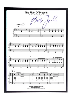 Billy Joel Autographed/Signed "River of Dreams" Sheet Music Replica 11" x 14 Frame. Frame Included