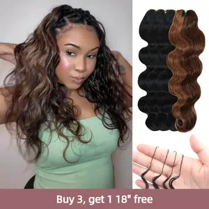 【 buy 3 get 1 18" free 】 LWIGS 48-52 Strands/Bundle Mix Color Body Wave Crochet Human Hair - Pre-Separated Knotless Boho Braids for Women (4-5 Packs Full Head) - No-Tangle Long Lasting Bohemian Hair Extensions