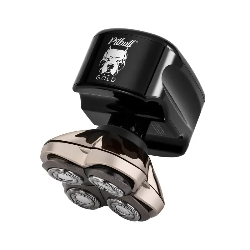 Skull Shaver Pitbull Gold Pro 4th Gen Japanese Stainless Steel Rotary Shaver Trimmer - PBG-PRO, 1400 mAh USB Rechargeable, 90 Minutes Runtime, Charger Included, Showerproof Cordless for Close & Fast Stubble Pass