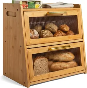 Dual-Layer Bamboo Bread Box