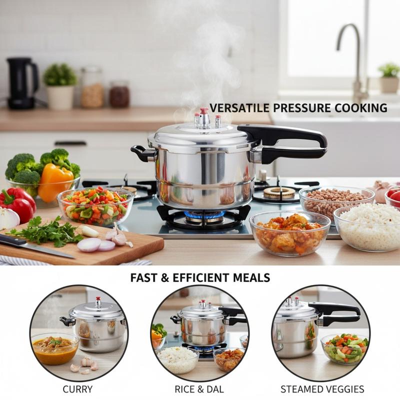 Barton 9.5 Quart Stainless Steel Pressure Cooker Multi-Function Stovetop Canner for Fast Cooking & Steam Cooking Simultaneously Ideal for Family Dinners Camping Trips & Outdoor Fun
