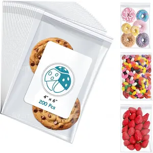4" X 6" (200 Pack) Cellophane Bags w/Adhesive Self Adhesive, Resealable, Clear  Wrap Cellophane Bags Cookies, , Sweets, Candy, Bakery, Art Prints, Photos, Envelopes