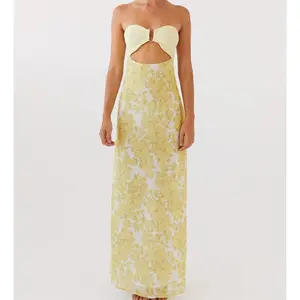 Maxi Tube Dress for Women Y2K Strapless Long Dress Fashion Floral Maxi Dress Strapless Dress for Women(Sheets)