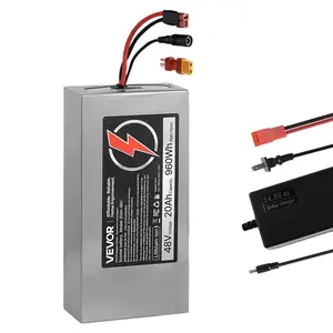 Fathersdaygift VEVOR 48V Electric Scooter Battery, 20Ah, Ebike Lithium Battery Pack with 30A BMS, Charger, T-Plug Expansion Cable, 500+ Cycles, Compatible with 4800W Motors, for Electric Bikes Bicycles, Scootersdealsforyoudays