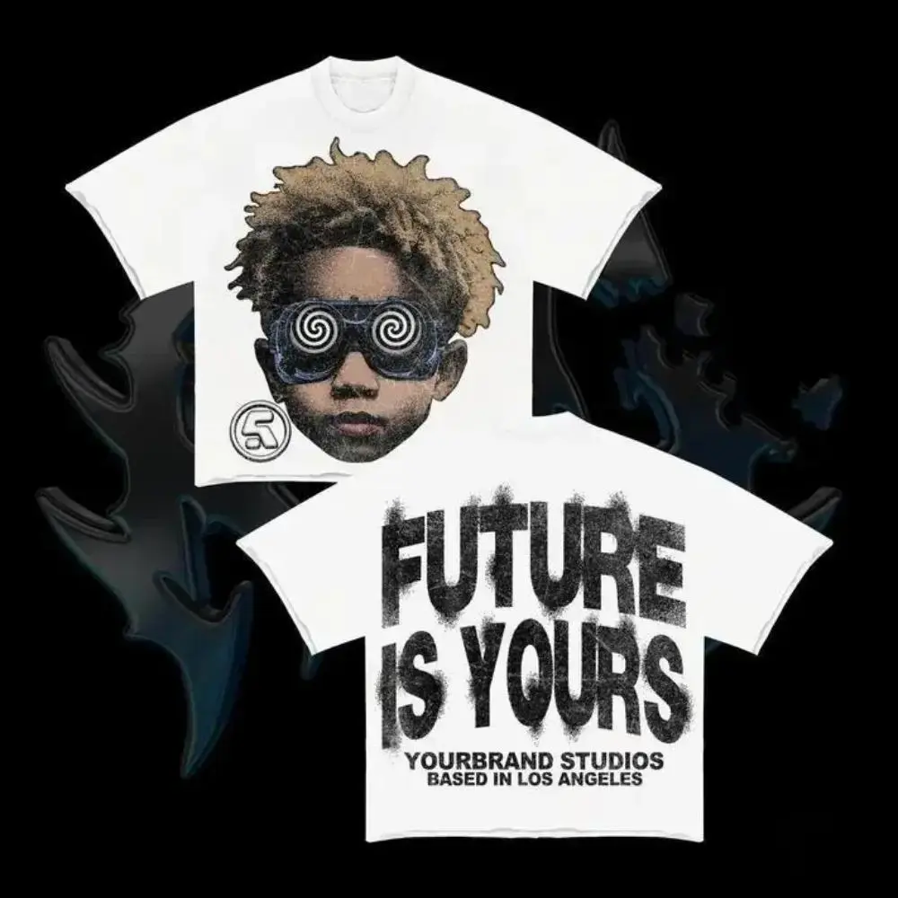Men's Cotton Round Neck Short-Sleeve Casual T-Shir Y2K Good Graphic tees "Future Is Your" Personalize Printed Tshirt Casual Crewneck boyfriend  tees Streetwear Menswear Operator
