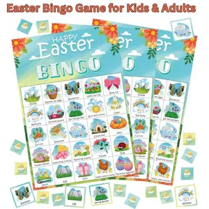 Easter Bingo Game for Kids & Adults, 24 Players Classroom Party Game, Easter Basket Stuffers, Easter Crafts Activity, Easter Gift Party Favors