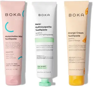 Boka Fluoride Free Toothpaste Nano Hydroxyapatite Toothpaste - Ela Mint, Orange Cream, Watermelon Mint Flavor, 4 oz 3Pk US Manufactured
