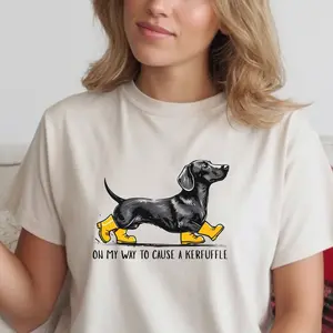 Funny Dachshund Shirt – “On My Way to Cause a Kerfuffle” Tee | Cute Wiener Dog Shirt