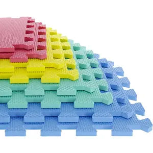 Interlocking Floor Mats - Nontoxic Exercise & Play Mat for Kids - Foam Padding for Home Gym (Multicolor)