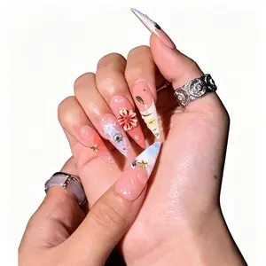 Spring Floral Press-On Nails Collection 10PCS Handmade Nails With Cute Designs Nail Art Easy to Apply Comfortable Fit & Long-Lasting Hold Perfect for Daily