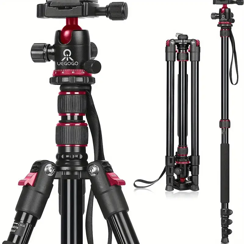 82"/210cm Ultra-High Heavy Duty Telescopic Tripod - Adjustable 2-in-1 Photography Tool with Flip Lock, Metal Fluid Ball Head, Detachable Monopod, Pan-Tilt Stand for DSLR (Canon, Nikon, Sony) Camera Accessories#tiktokshopbacktoschool#sohochic