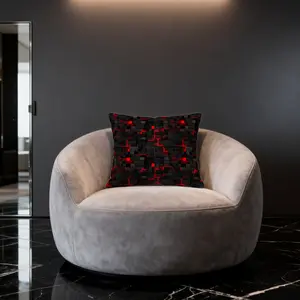 1pc Black Red Geometric Throw Pillow, Single-Sided Printed Neon Glowing Grid Cushion, Modern Tech Aesthetic Decorative Pillow for Sofa, Bedroom & Gaming Room