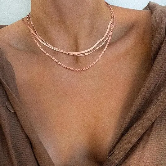 rose gold 3Snake+Rope+Cuban