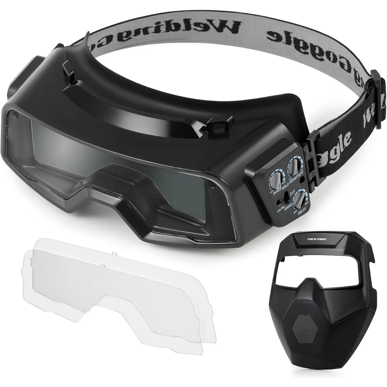 Rapid Auto-Darkening Welding Goggles for Welders, ABS Plastic, 4/5-9/9-13 Wide Shade, 2 Arc Sensors, 4.8 x 1.4 in, Grinding Mode, Men’s Safety Eye Protection for Arc Welding, Plasma Cutting