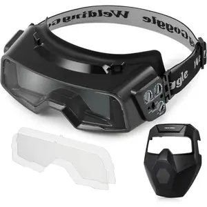 Auto Darkening Welding Goggles, Safety Glasses for Men With Wide Shade 4/5-9/9-13, Eye Protection Mask Helmet for Grinding Plasma Cutting TIG MIG Arc, Black