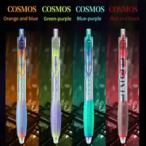 4 minimalist transparent gel pens with a trendy colour block design, push button cyberpunk style, soft rubber case, smooth writing, no smudging, continuous ink flow, quick dry, DIY writing large capacity black gel pens outdoorfun