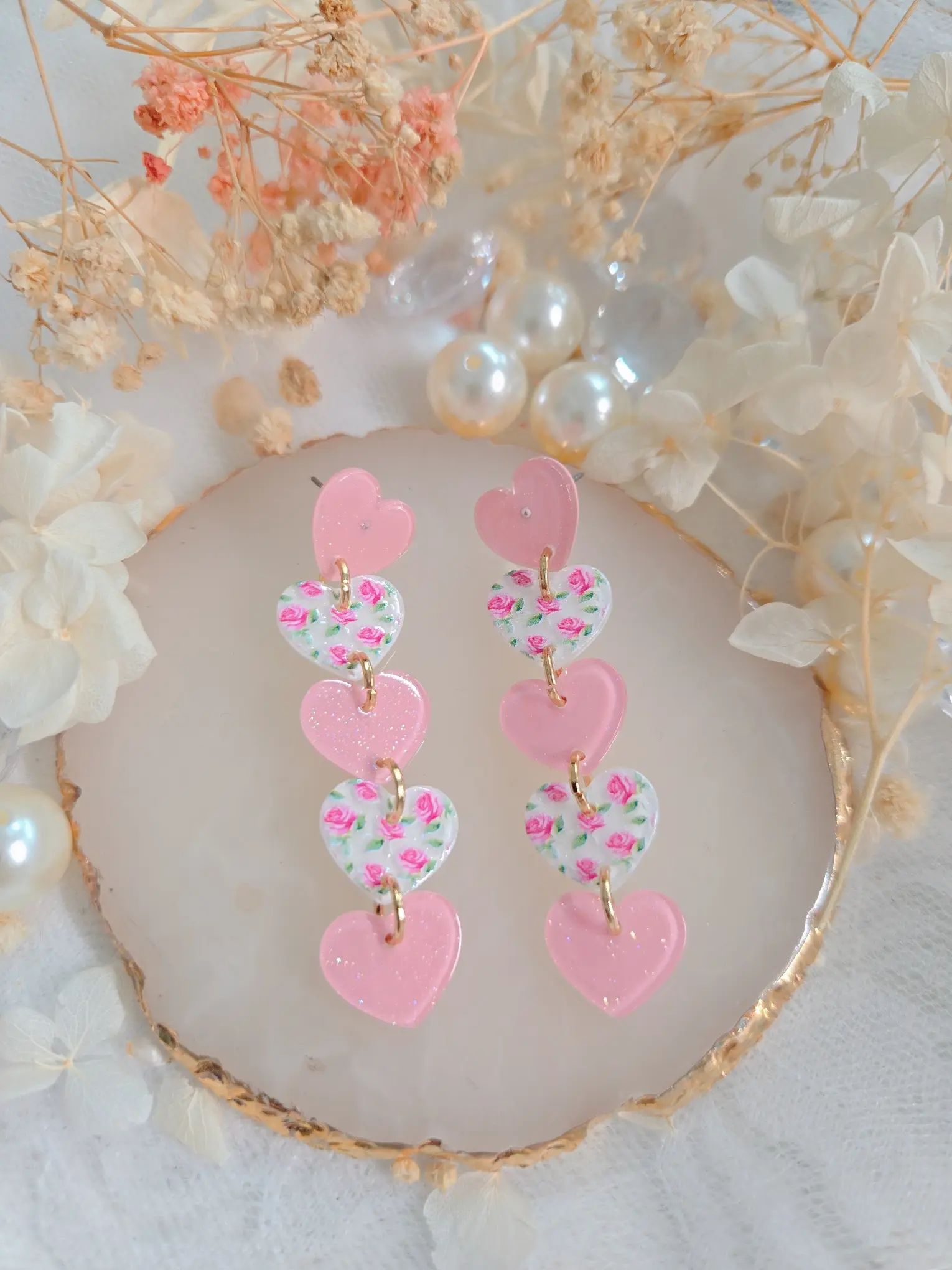 PINKme Multi Heart Pink Lovely 2.5in Drop Earring - Modern Style and Versatile for Any Occasion