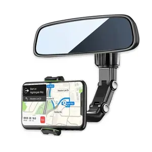 Navigation bracket car mobile phone seat multi-function 360-degree rotatable car rearview mirror seat clip bracket
