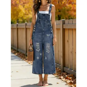 Women's Denim Strapless Wide-Leg Jumpsuit, Loose-Fitting One-Piece Pants, Comfortable Casual Wear, Perfect for Daily