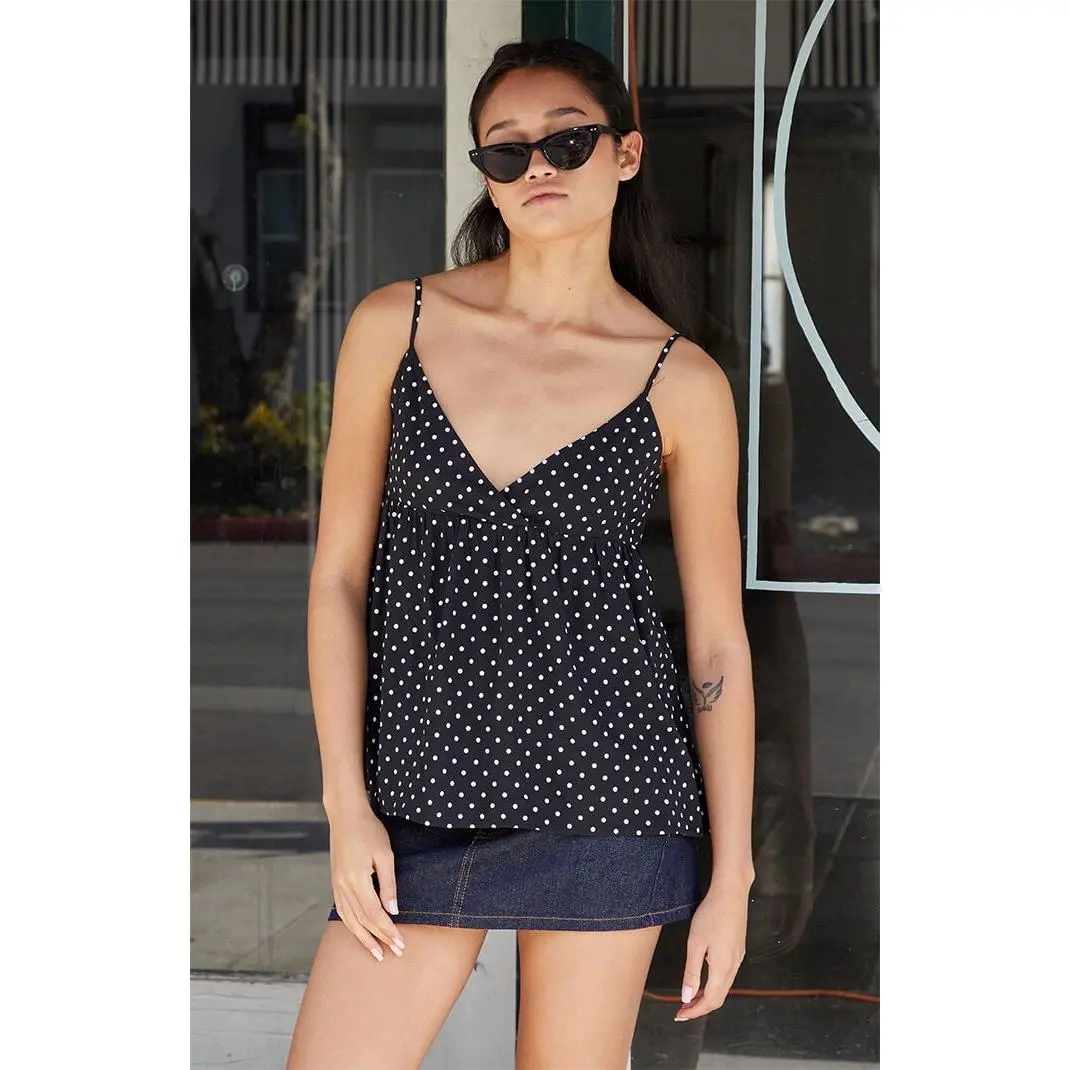 John Galt Women's Blue Edith Polka Dot Tank Top