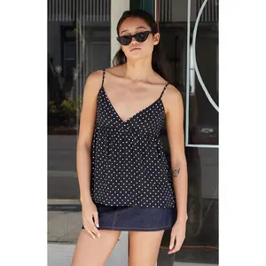 John Galt Women's Blue Edith Polka Dot Tank Top