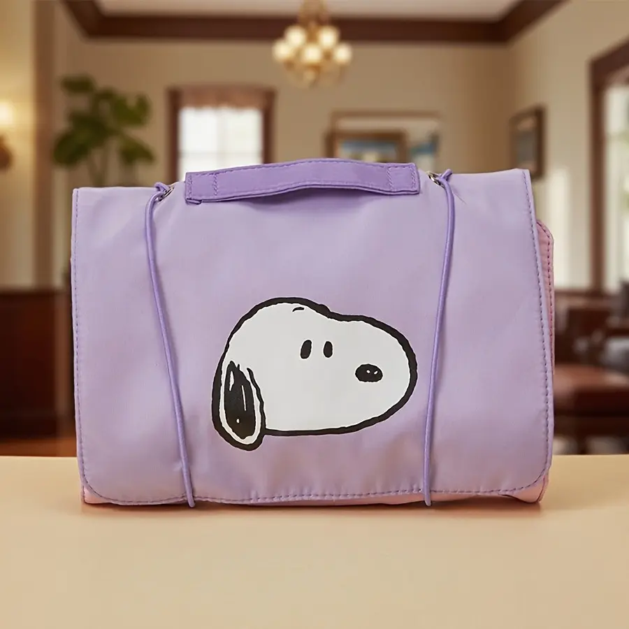 Peanuts Snoopy Colorful Life Collection Foldable Makeup Bag, Lightweight Travel Cosmetic Organizer with Multi-Pocket Storage | HolidayGift, Holiday, Back To School
