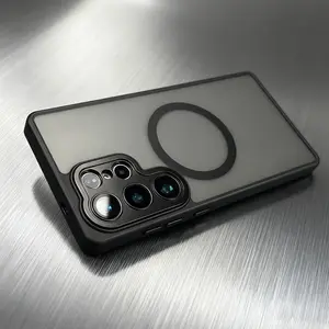 Luxury Matte Shockproof Armor Magnetic Wireless Charging Phone Case for Samsung for Galaxy S26 Ultra S25 S24 S23 Ultra Plus FE S25FE S24FE S25Ultra S24Ultra A16 A36 A56 A26 A17 With Glass Camera Lens Protection Soft Bumper Translucent Hard Back Cover