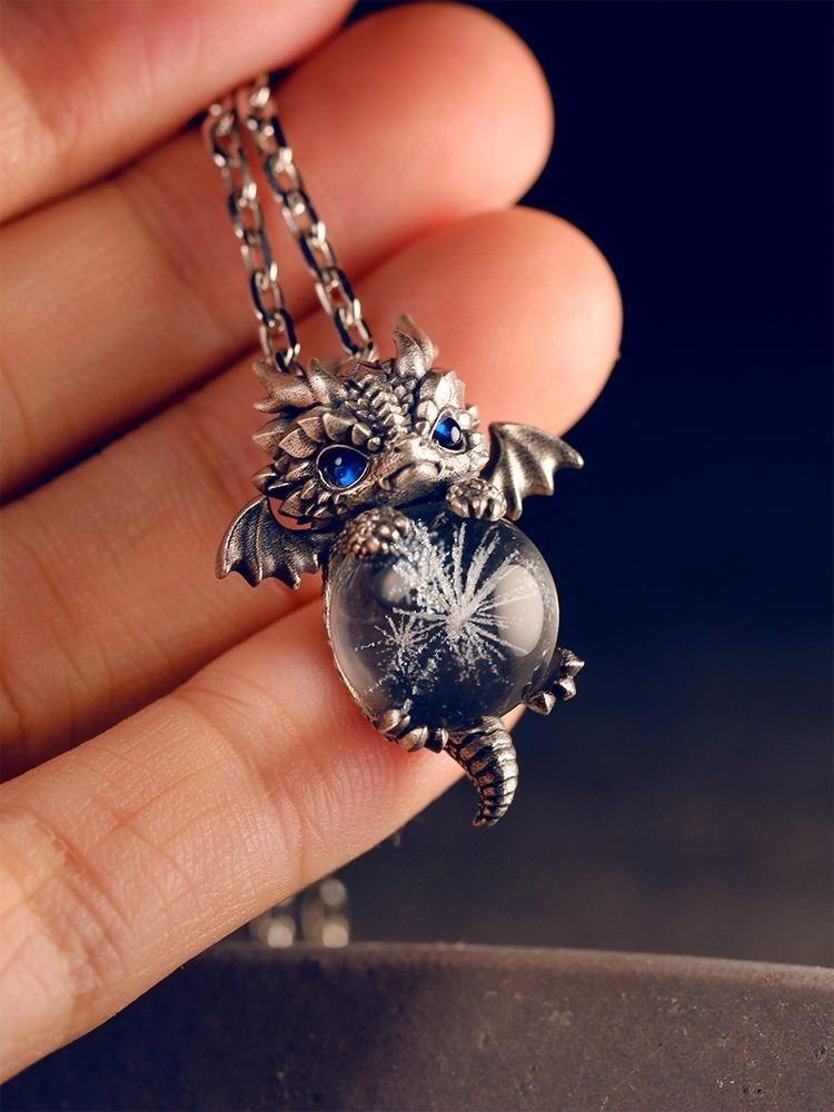 Cute Dragon During Retro Exquisite Couple Sterling Silver Necklace During Party Fashion July, Daily Clothing Decoration