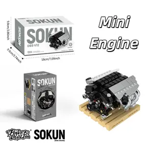 Mini Engine Building Blocks Set, DB9 V12 Naturally Aspirated Engine Model Kit, MOC Mechanical Engine Building Toy for Adults & Car Enthusiasts, Collectible Desk Decoration & Ideal Gift