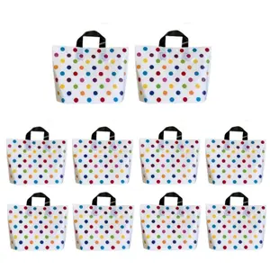 10-Pack Colorful Polo Dot Gift Bags, Durable Plastic, Ideal for Library, Gym, Art Studio, Shopping, Beach, Easter, Parties, Festive Use