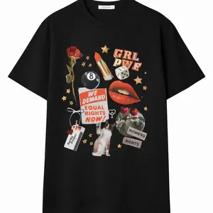 Girl Power Collage Tee, Feminist girl power women’s rights equal rights activist social justice tee, vintage inspired women’s graphic tee