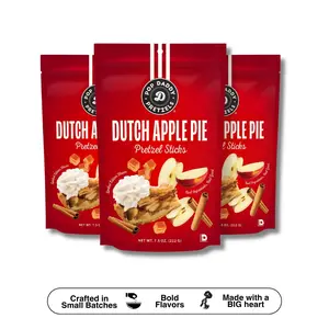 Pop Daddy Flavored Pretzels Sticks | Healthy Gourmet Pretzels Snacks | 7.5oz Individual Bags | 3 Pack | Dutch Apple Pie | Kosher Certified