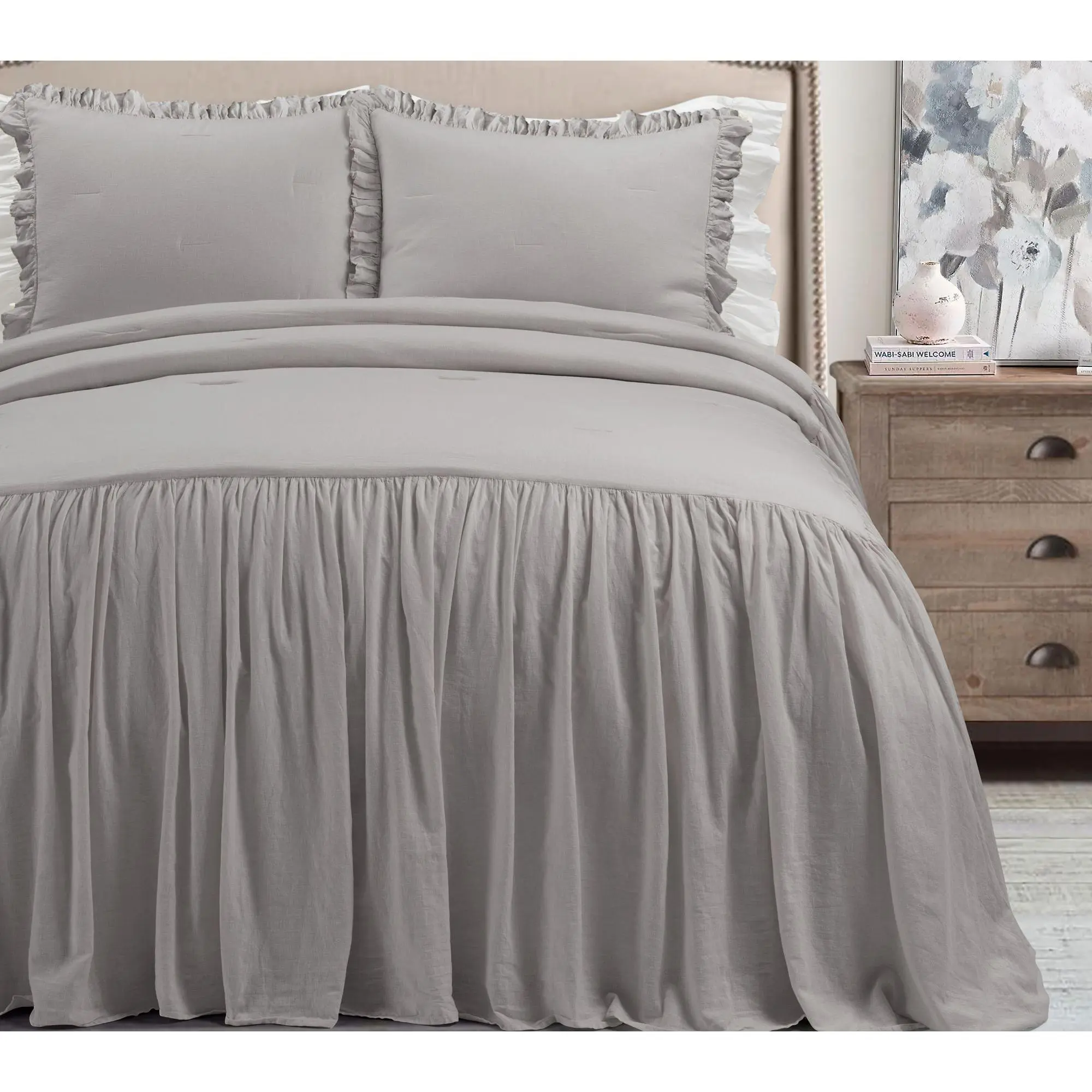 Belgian Flax Bedspread 3-Piece Set King/CK by Lush Decor