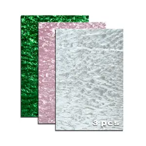 Pearl Ripple Casting Acrylic Sheet 1/8 Thick Laser Cut Acrylic Sheet for Art Design Handmade DIY Home Decoration Holiday Decorations(3 Pieces Set,Pink+White+Emerald Green,8*12inch)