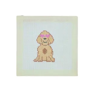 Maeve Lane Golden Love Pup | Hand Painted Needlepoint Canvas | 13 or 18 mesh | Canvas Only