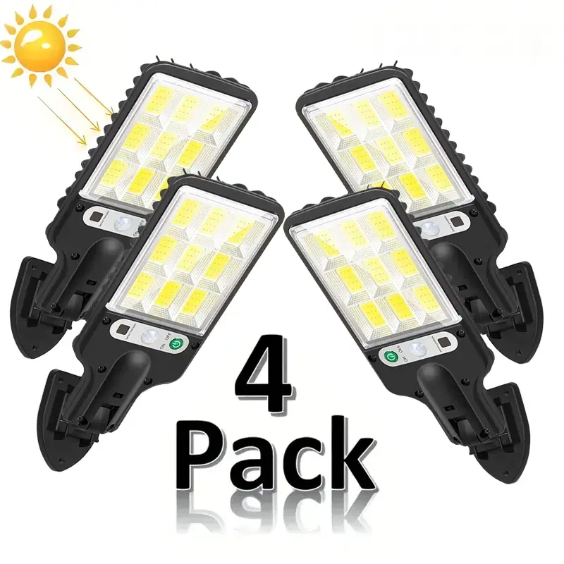 2/4 Pack Solar-Powered Street Lamps, Motion Sensor Security Flood Lights with Remote Control, 3 Working Modes, ABS Heavy-Duty Waterproof Outdoor Wall Fixtures for Driveway, Front Door (Easy Installation)
