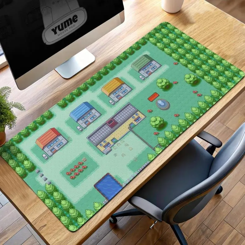 Pokémon Pallet Town Map Gaming Mouse Pad, Kanto Region Desk Mat, Nostalgic Gamer Gift for Pokémon Fans