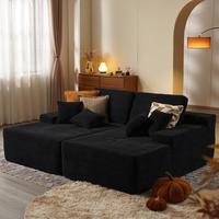 81" Oversized Black Corduroy